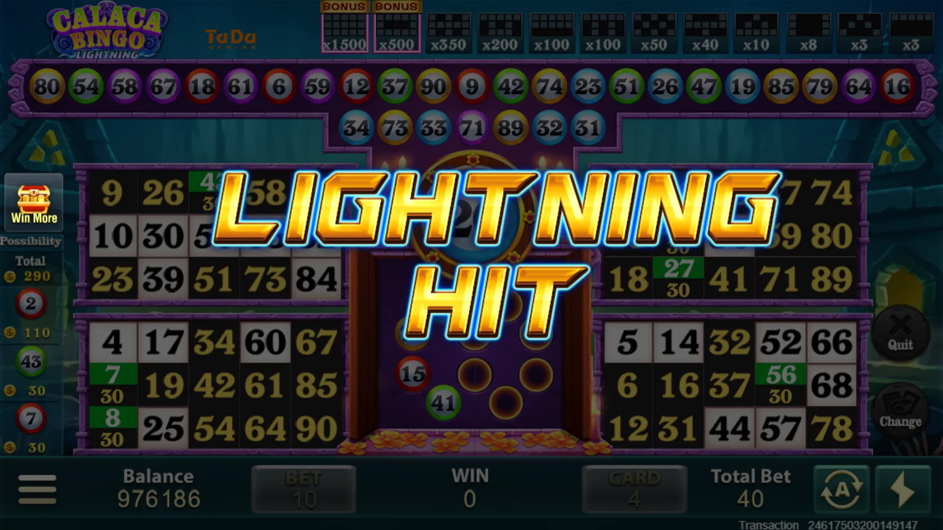 CALACA BINGO game interface screenshot 3
