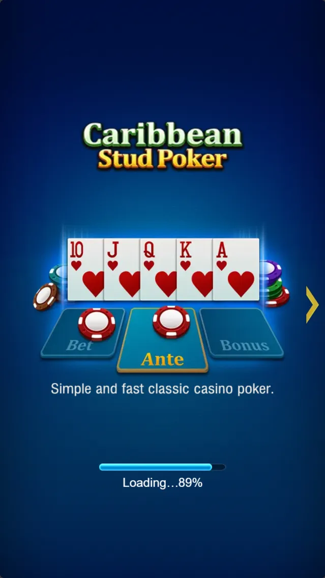 Caribbean Stud Poker game interface screenshot 1