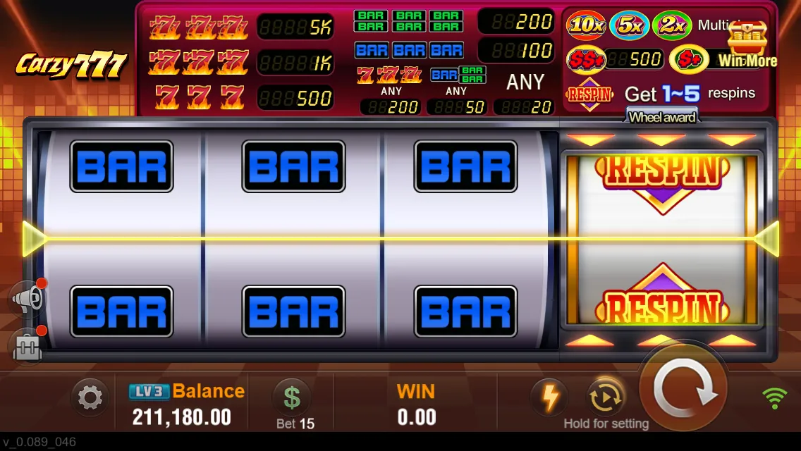 Crazy 777 game interface screenshot 3