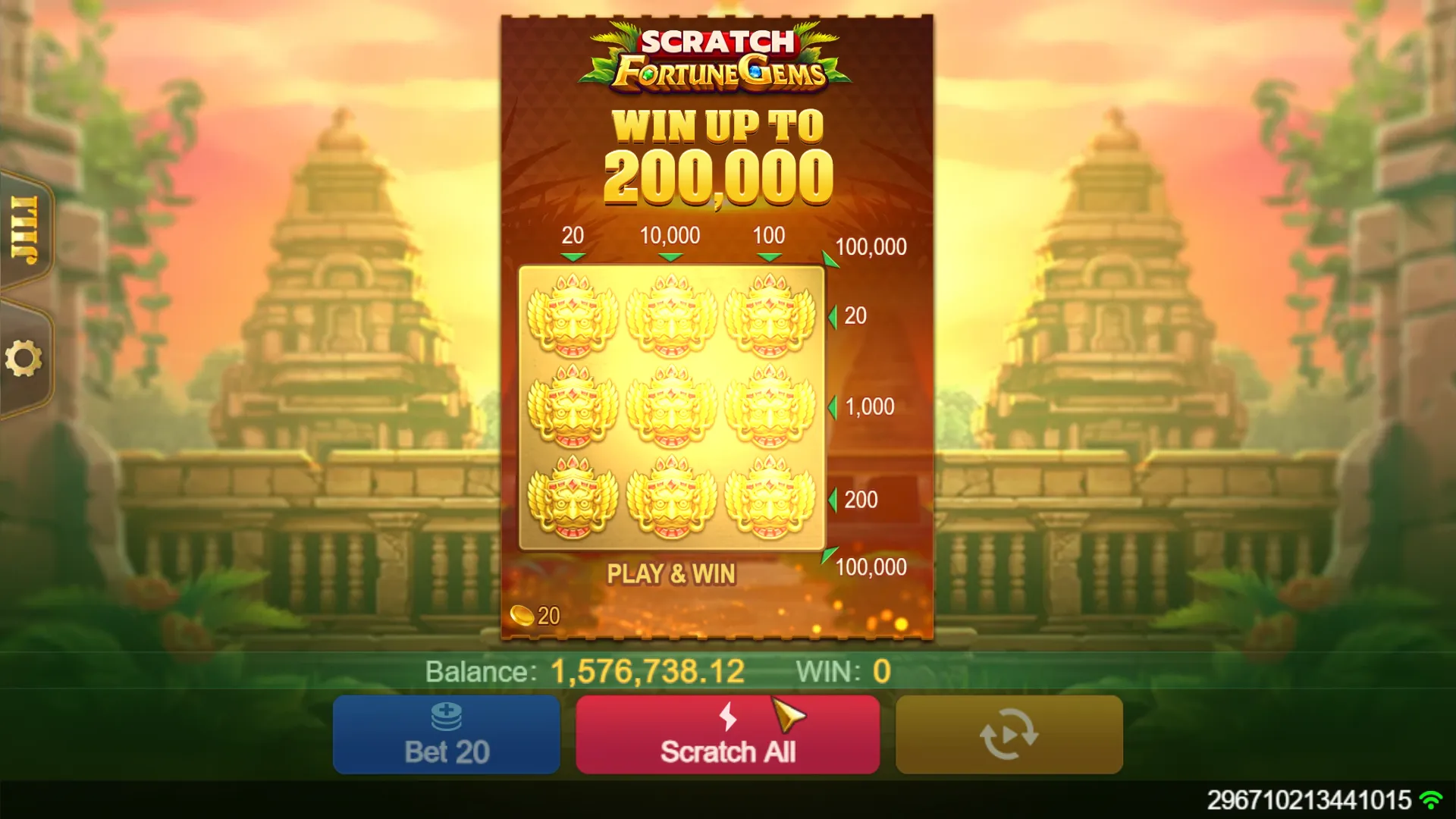 Fortune Gems Scratch game interface screenshot 3
