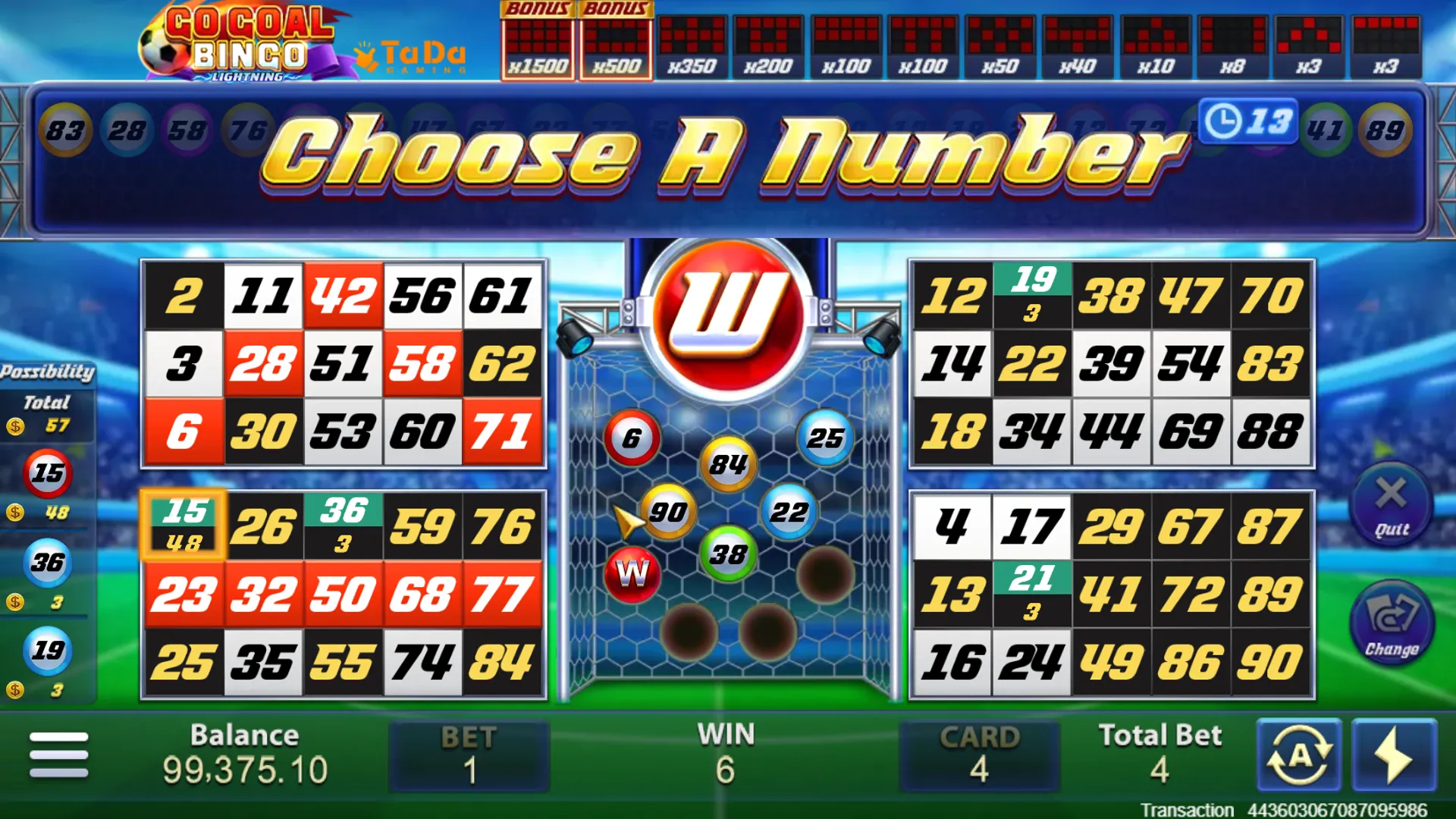 GO GOAL BINGO game interface screenshot 5