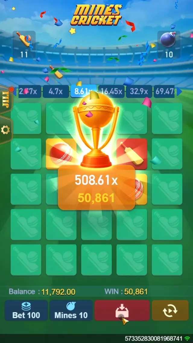 Mines Cricket game interface screenshot 5