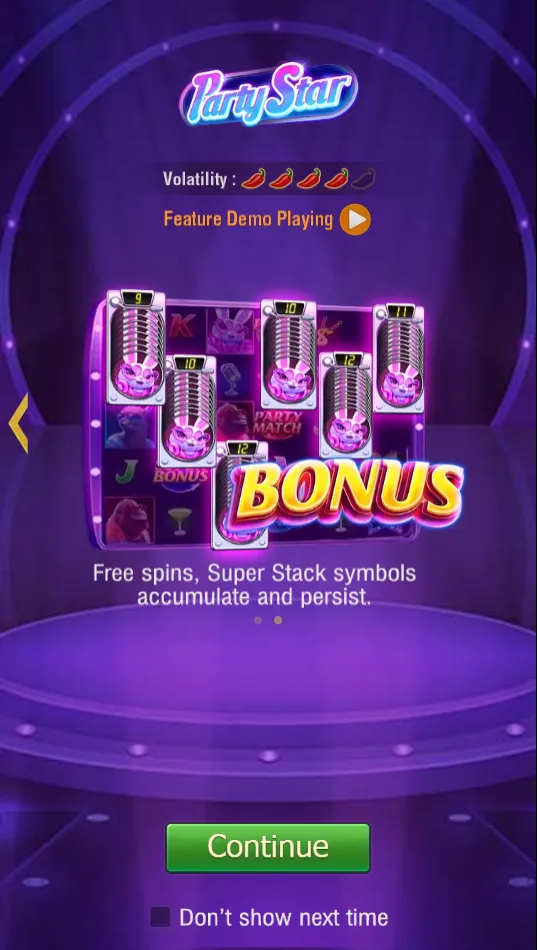 Party Star game interface screenshot 1